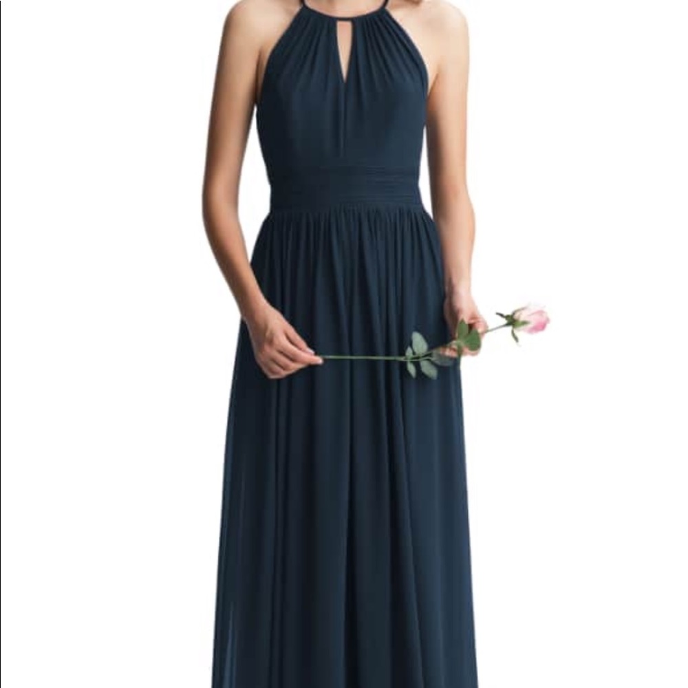 #LEVKOFF keyhole bridesmaid dress navy